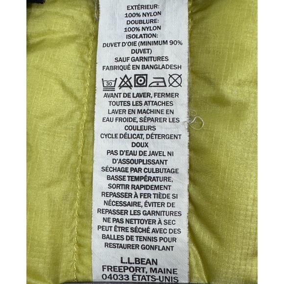 LL Bean Down Puffer Vest Womens XL Yellow Chartreuse Goose Down Lightweight - Picture 15 of 16